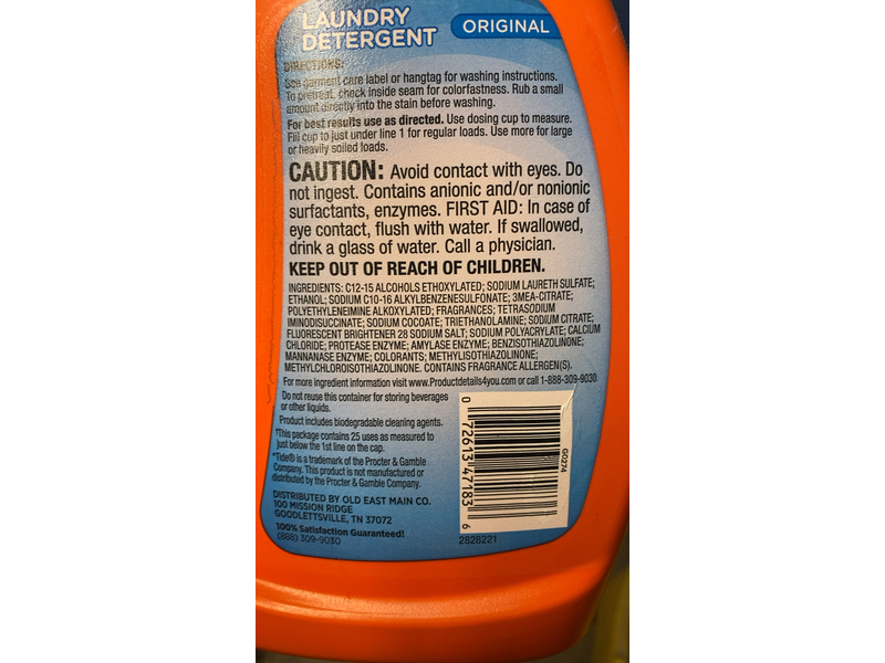 Trueliving Laundry Detergent, Original, 25 Loads, 37 fl oz/1.09 L