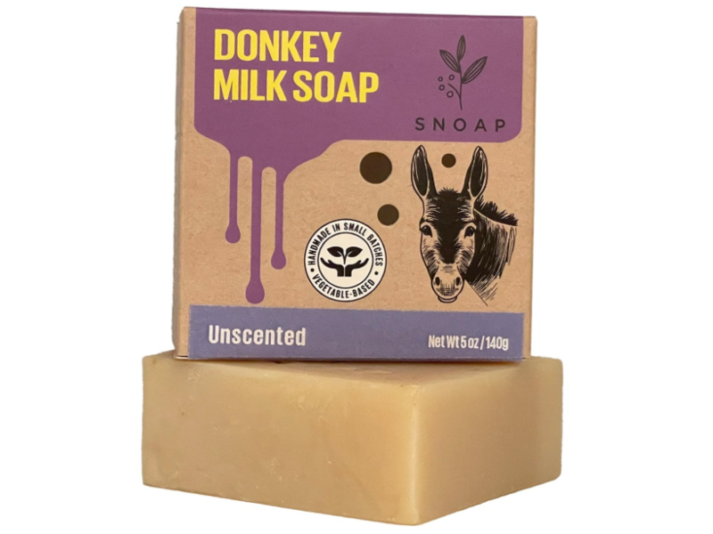 Snoap Donkey Milk Soap, Unscented, 5 oz/140 g