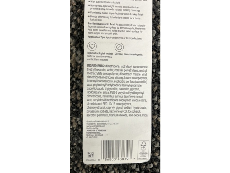 Neutrogena Hydrating Hydro Boost Concealer, Fair 10, 0.12 oz/3.4 g