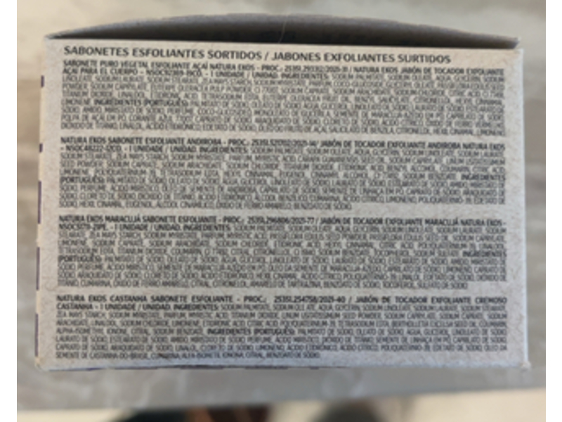 Natura Ekos Bar Soap, Acai, Andiroba, Chestnut & Passion Fruit, 3.52 oz/100 g, 4 Count