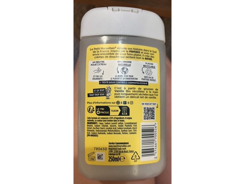 Le Petit Marseillais Shower Cream, Vanilla Milk, 250mL