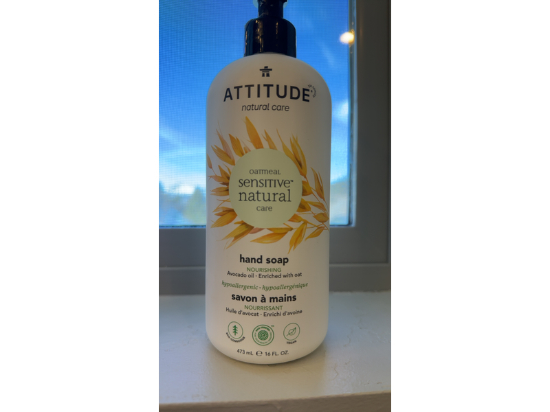 ATTITUDE Liquid Hand Soap for Sensitive Skin, Avocado Oil, 16 Fl Oz