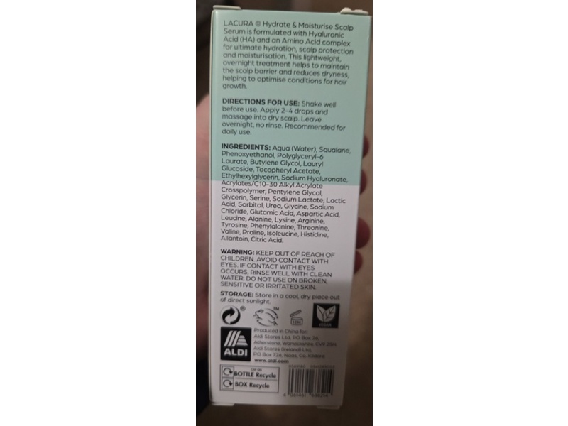 Lacura Hydrate & Moisturise Scalp Serum, Ha + Squalane, 60 mL