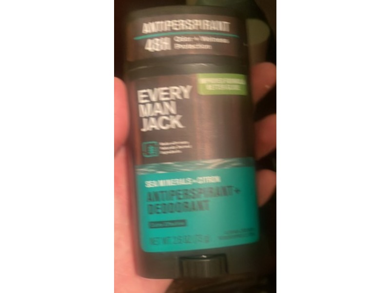 Every Man Jack Antiperspirant + Deodorant, Sea Minerals And Citron, 2.6 oz/73 g, Pack of 2