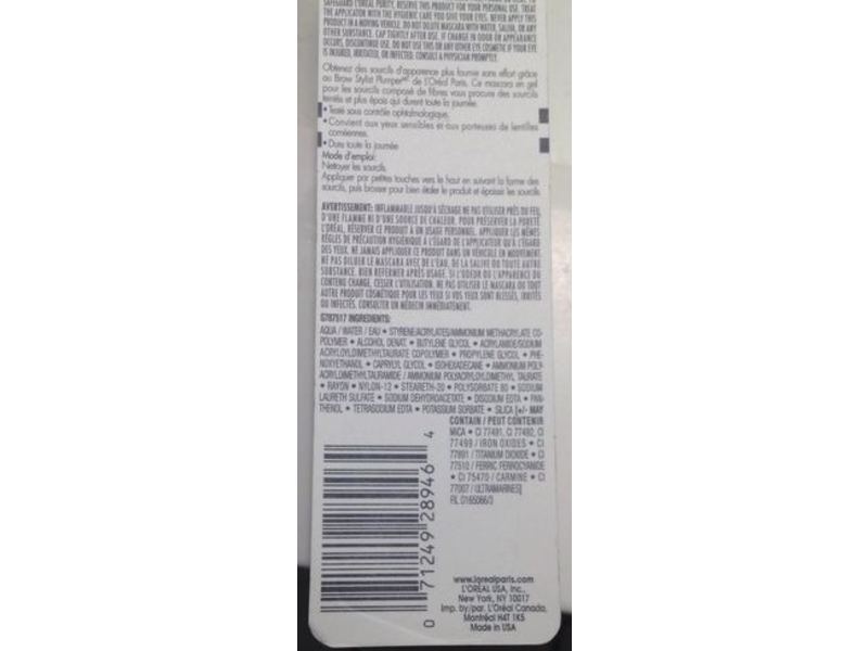 L'Oreal Paris Brow Stylist Plumper Brow Gel Mascara, 375 Light To Medium, 0.27 fl oz/8 mL