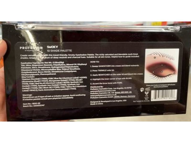 Profusion Cosmetics 10 Shade Eyeshadow Palette, Smoky, 0.35 oz/10 g