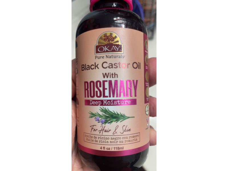 Okay Pure Naturals Black Castor Oil With Rosemary, Deep Moisture, 4 fl oz/118 mL