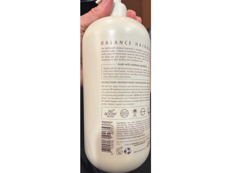 Natulique Head Spa Balance Scalp Calming Hair Wash, Thyme Leaf Oil, Aci Fruit & Olive Leaf Extract, 33.8 fl oz/1000 mL