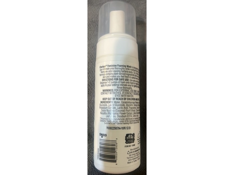 Clarisse Refresh Feminine Foaming Wash, Creamy Coconut, 4 fl oz/118 mL