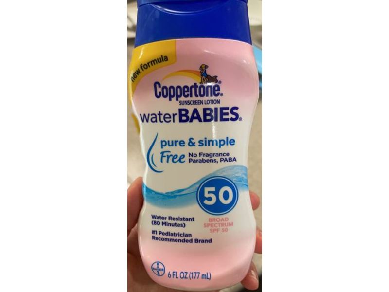 Coppertone Water Babies Pure & Simple Sunscreen Lotion, SPF 50, 6 fl oz / 177 mL