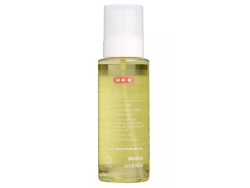 H.E.B Sunscreen Baby Oil, SPF 30, 5.4 fl oz/160 mL
