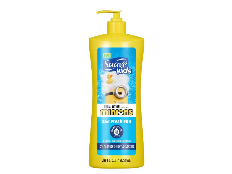 Suave Kids Illuminations Minions 3-In-1 Fresh Fun Shampoo + Conditioner + Body Wash, 28 fl oz/828 mL, 4 Pack
