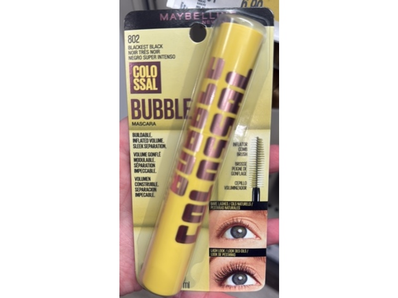 Maybelline New York Colossal Bubble Mascara, 802 Blackest Black, 0.33 fl oz/10 mL