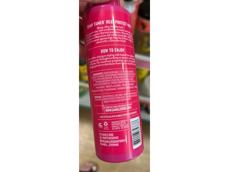 Camille Rose Temp Tamer Heat Protection Mist, Jojoba + Abhssinian Oil, 5 fl oz/147 mL