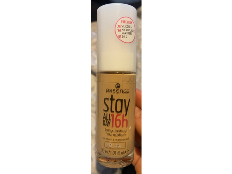 Essence Stay All Day Long-Lasting Foundation, 10 Soft Beige, 1.01 fl oz/30 mL