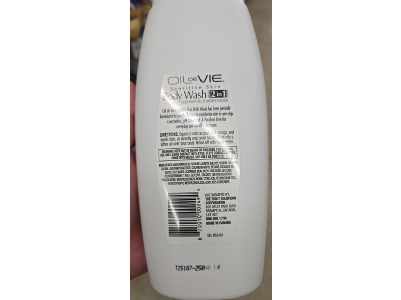 Oil De Vie Sensitive Skin 2 In 1 Body Wash, 18 fl oz/532 mL, Pack Of 2