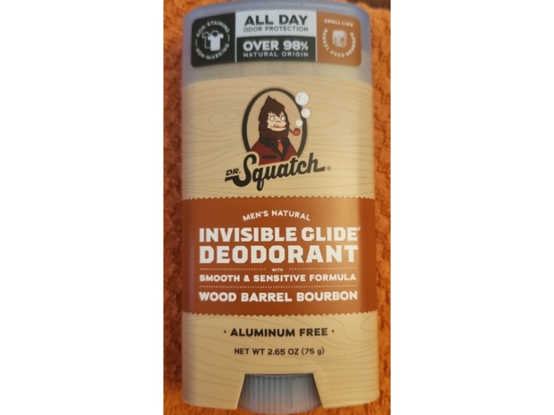 Dr. Squatch Men's Invisible Glide Deodorant, Wood Barrel Bourbon, 2.65 oz/75 g