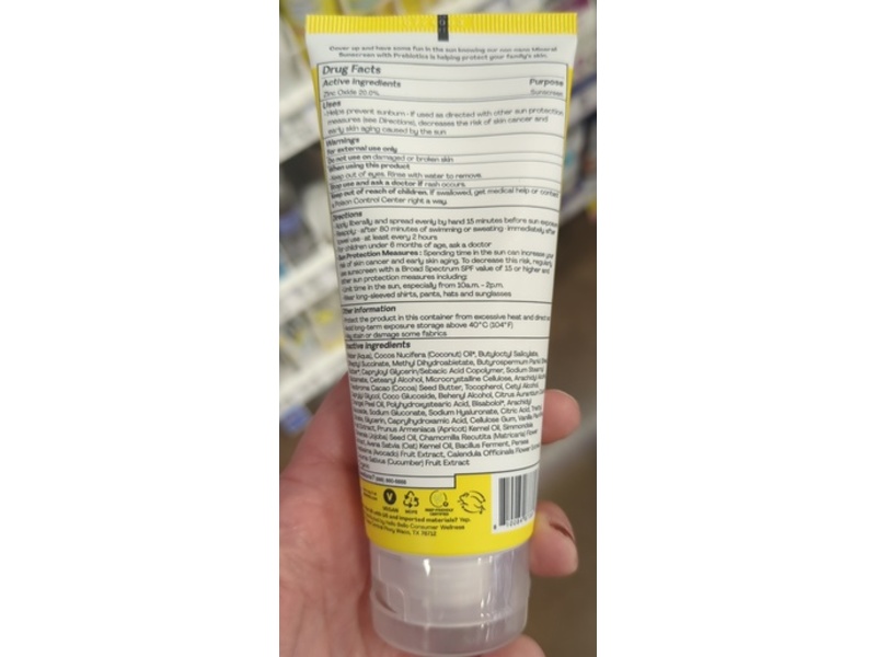 Hello Bello Baby Mineral Sunscreen Lotion + Prebiotics, SPF 55+, 3 fl oz/88 mL