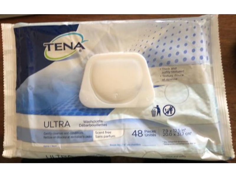 Tena Ultra Washcloths, Scent Free, 48 Count