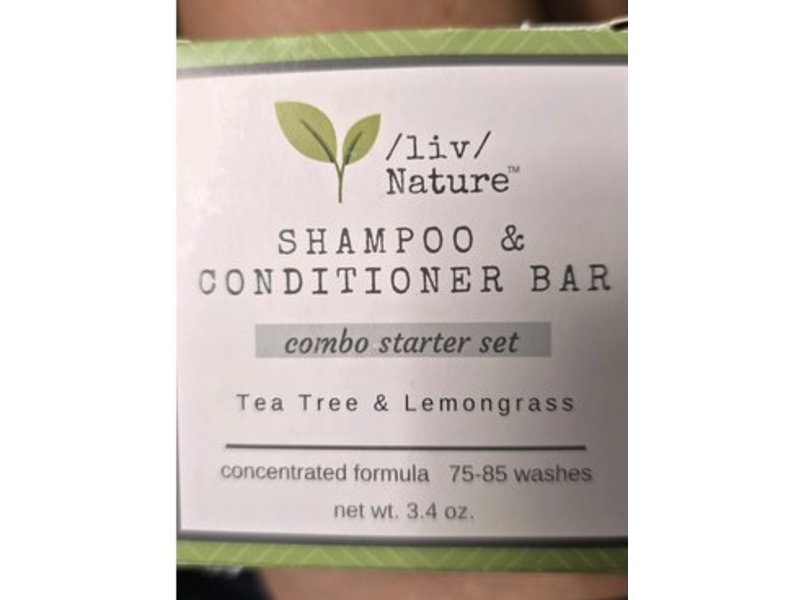 /Liv/Nature Shampoo & Conditioner Bar Combo Starter Set, Tea Tree & Lemongrass, 3.4 oz