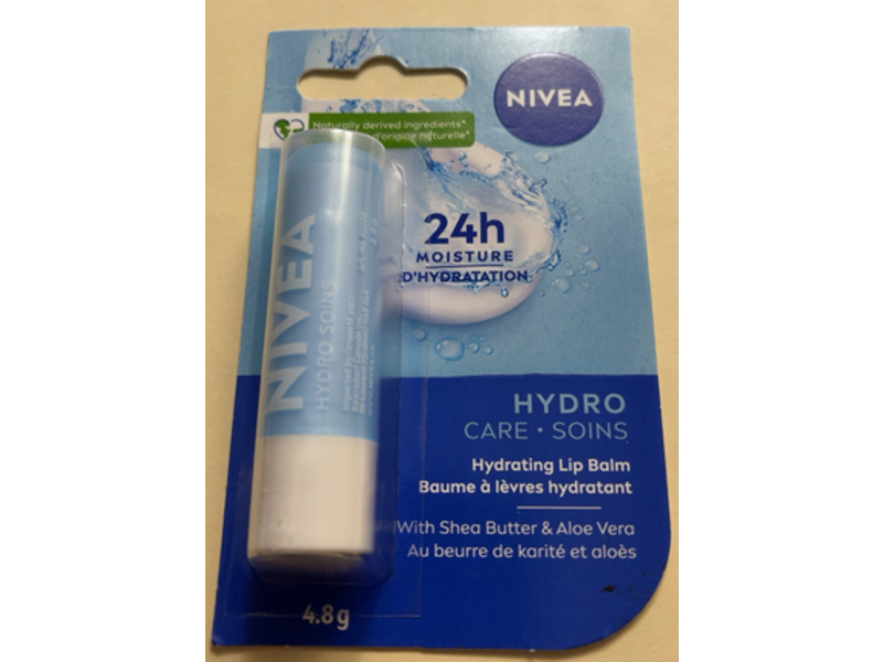 Nivea Hydro Care Hydrating Lip Balm, Shea Butter + Aloe Vera, 4.8 g, Pack Of 2