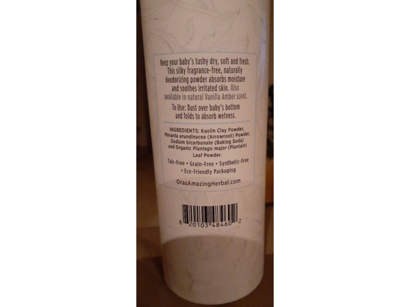 Ora's Amazing Herbal Baby Powder, Unscented, Pure & Simple, 2.5 oz/71 g