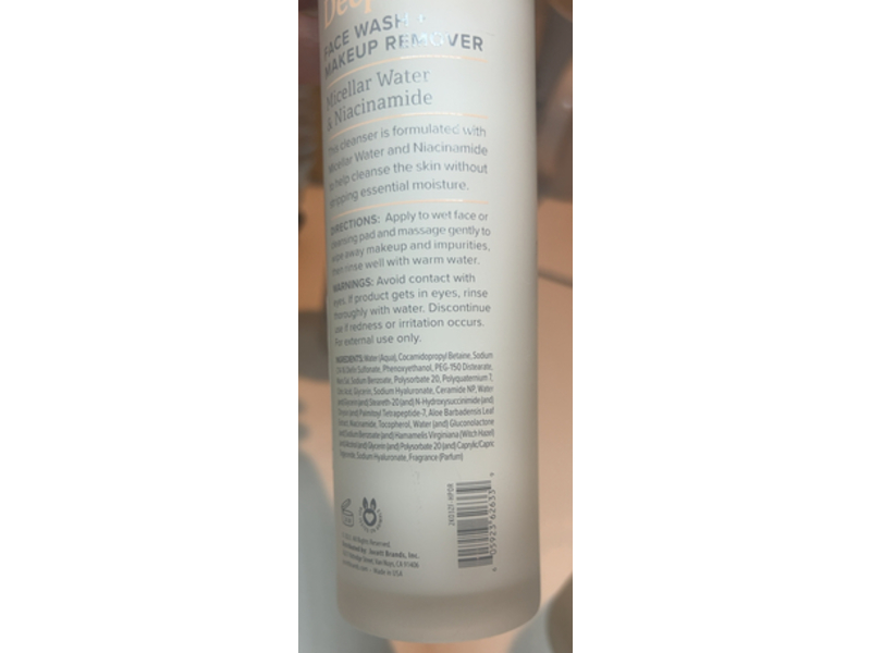 Nature Love Deep Clean Face Wash + Makeup Remover, Micellar Water & Niacinamide, 6 fl oz/177 mL