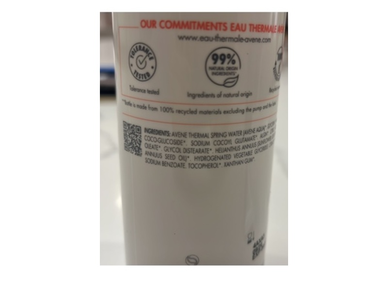 Avene Tolerance Foaming Facial Cleanser, 13.2 fl oz/390 mL