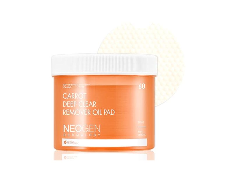 Neogenlab Dermalogy Deep Clear Remover Oil Pad, Carrot, 5.07 fl oz/150 mL, 60 Count