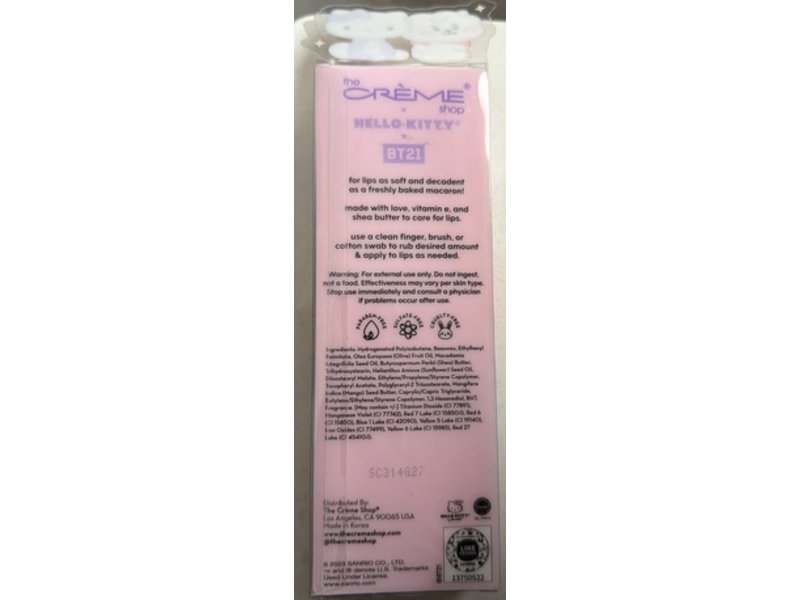 The Creme Shop x Hello Kitty Moisturizing Macaron Lip Balm Duo, Vitamin E + Shea Butter, BT21 Baby, 0.52 oz/15 g