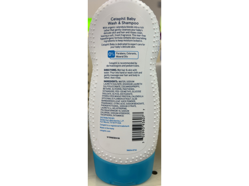 Cetaphil Baby Wash & Shampoo, Organic Calendula, 7.8 fl oz/230 mL