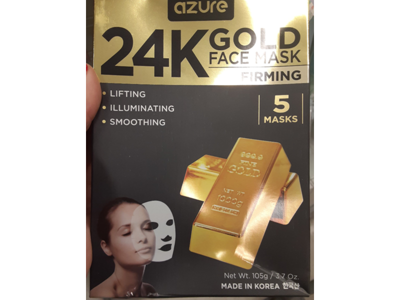 Azure 24K Gold Face Mask, Firming, 3.7 oz/105 g, 5 Count