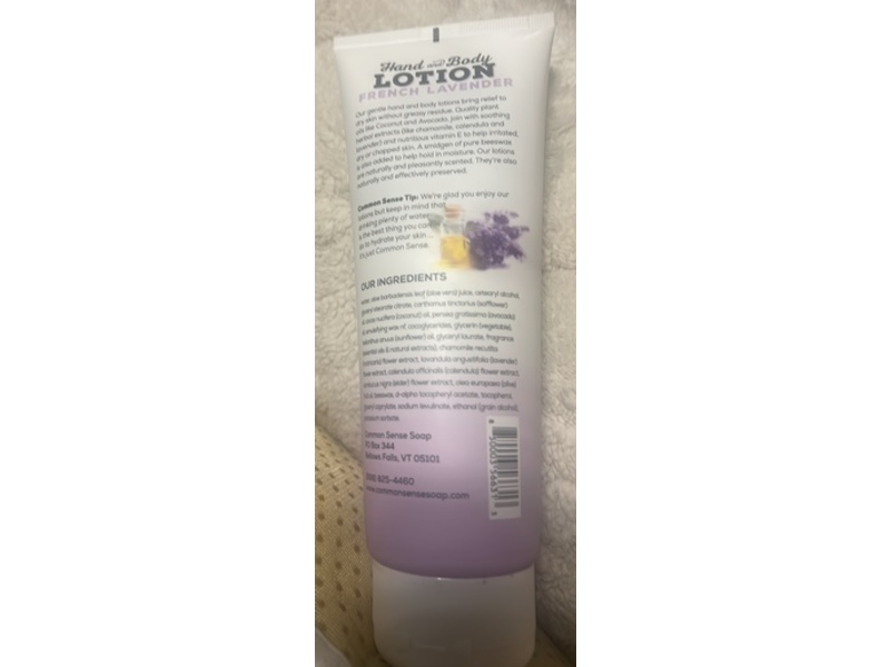 Common Sense Hand & Body Lotion, French Lavender, 8 oz/236 mL