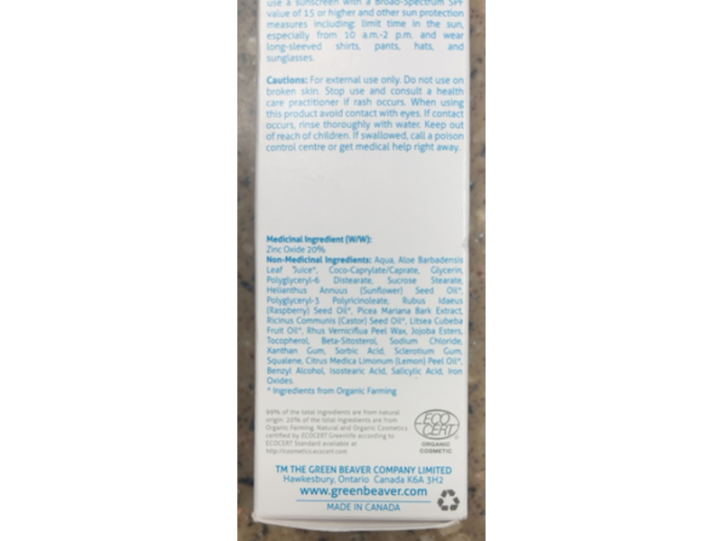 Green Beaver Co. Natural Mineral Face Sunscreen, SPF 25, 40 mL