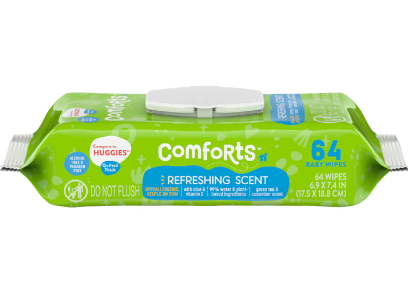 Comforts Baby Wipes, Refreshing Scent, 64 Count