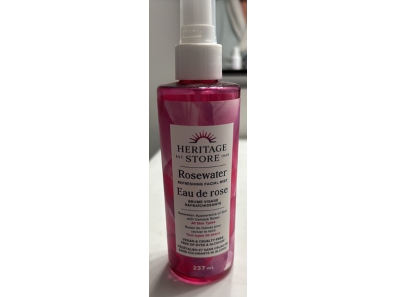 Heritage Store Refreshing Facial Mist, Rosewater, 237 mL