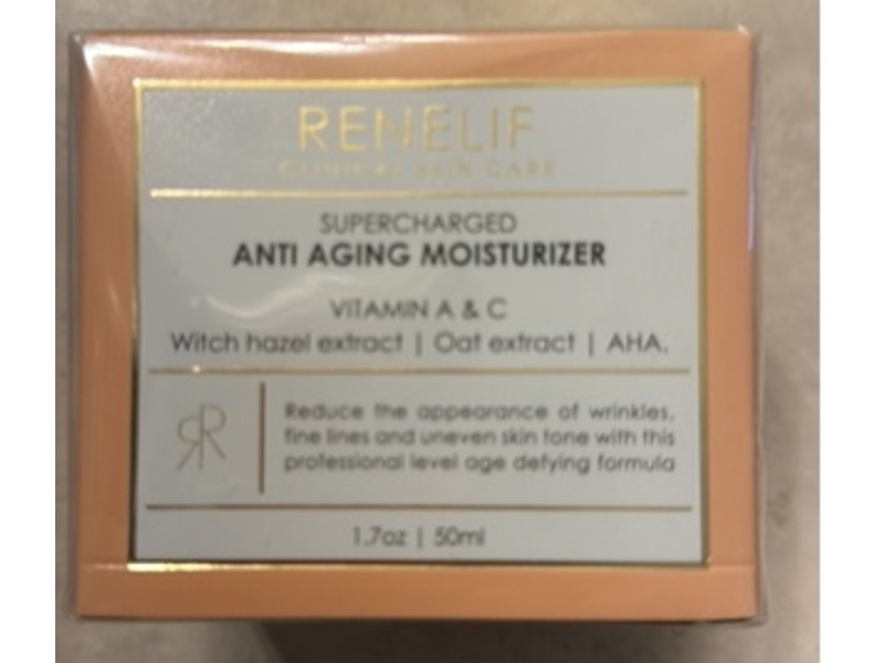 Renelif Supercharged Anti Aging Moisturizer, Vitamin A & C, Witch Hazel Extract, Oat Extract, AHA, 1.7 oz/50 mL