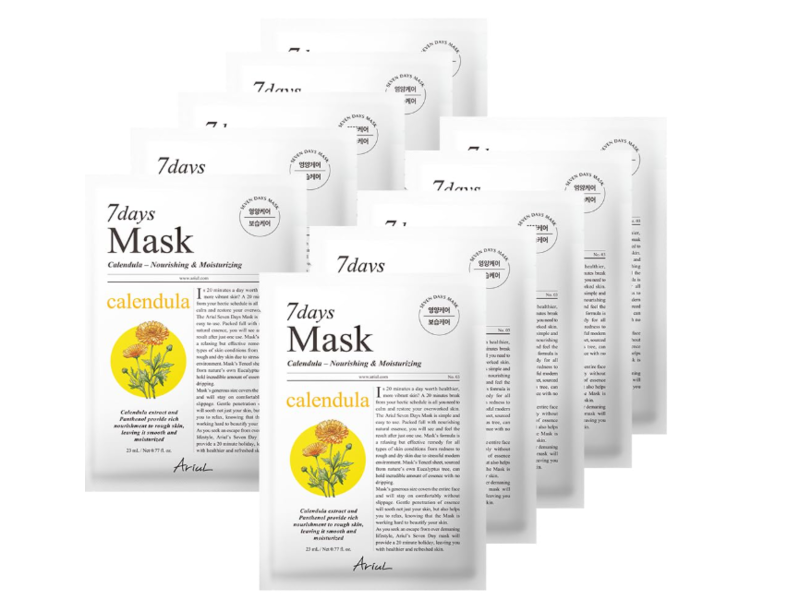 Ariul 7 Days Mask, Calendula, 0.77 fl oz/23 mL, Pack Of 10