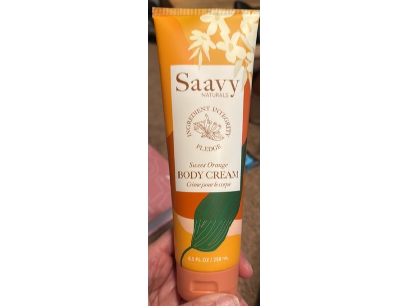 Saavy Naturals Body Cream, Sweet Orange, 8.5 fl oz/250 mL