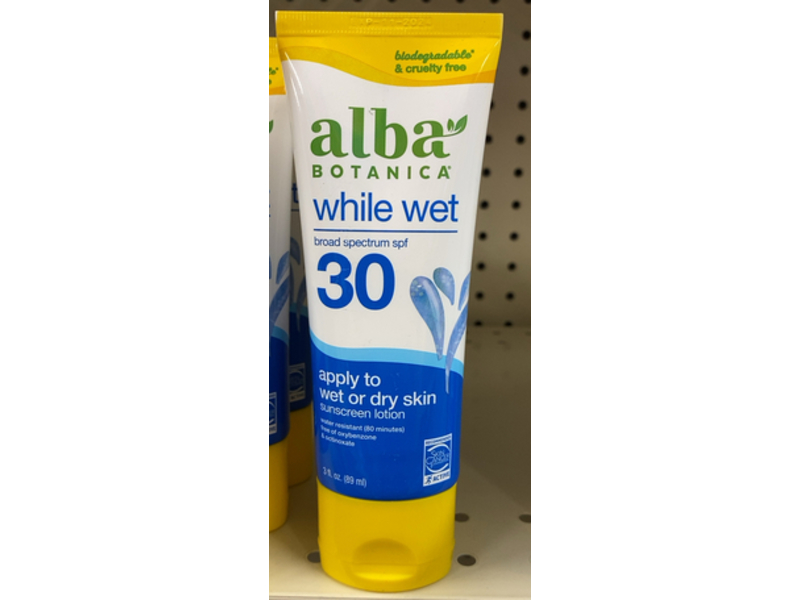 Alba Botanica Sunscreen Lotion, While Wet, SPF 30, 3 fl oz/89 mL