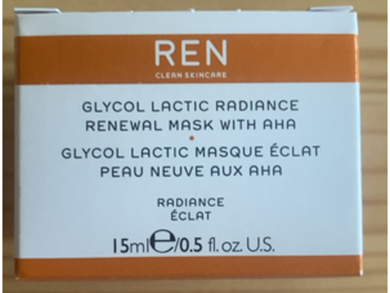 REN Clean Skincare Glycol Lactic Radiance Renewal Mask, AHA, 0.5 fl oz/15 mL