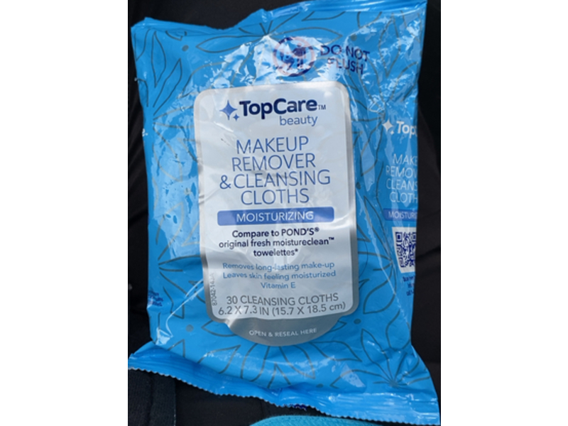 Top Care Beauty Makeup Remover & Cleansing Cloths, 30 Count