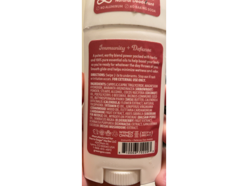 Green Goo Herbal Deodorant, Immunity + Defense, 2.25 oz/64 g