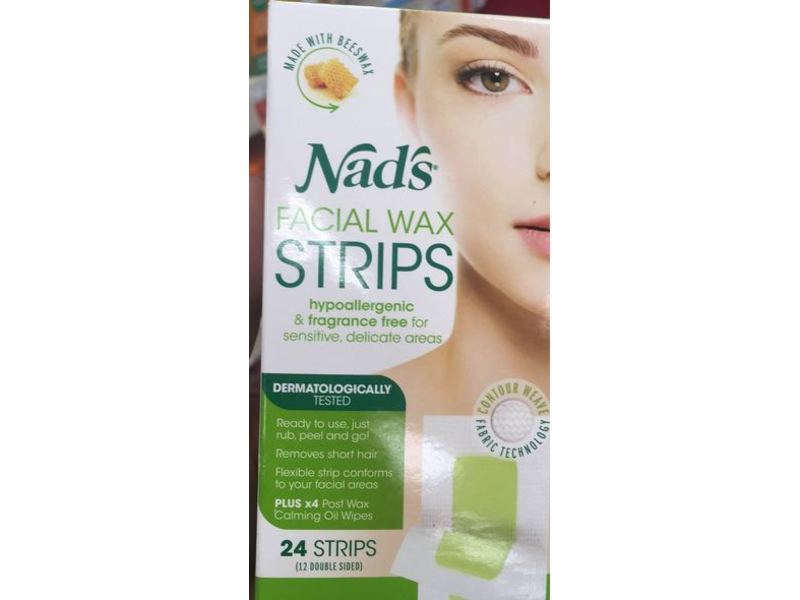 Nad's Facial Wax Strips, Beewax, 24 Count