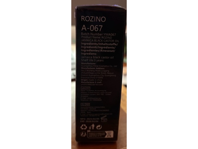 Rozino Jamaica Black Castor Oil, 1.014 fl oz/30 mL