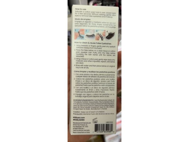 Kiss Lash Purify Eye Makeup Remover & Lash Cleanser, 1.69 fl oz/50 mL, Pack Of 2