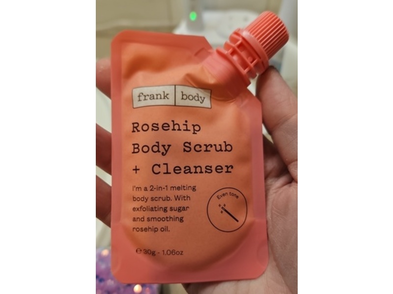 Frank Body Body Scrub + Cleanser, Rosehip, 1.06 oz/30 g