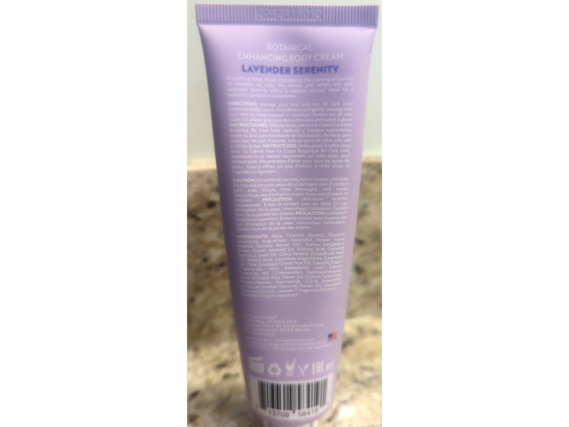 Be Care Love Botanical Body Cream, Lavender Serenity, 3 fl oz/88 mL
