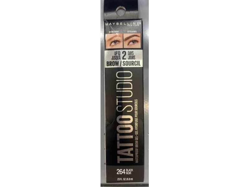 Maybelline TattooStudio Waterproof Eyebrow Gel, 264 Black, 23 fl oz