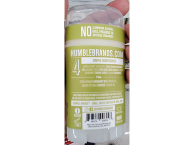 Humble All Natural Deodorant, Bergamot & Ginger, 2.5 oz/70 g